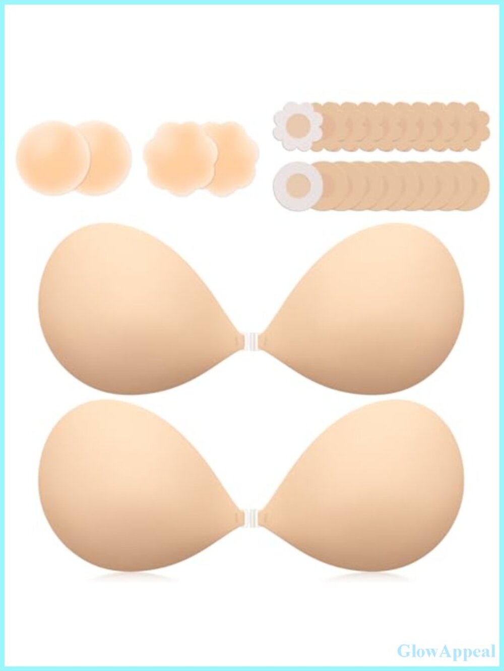 2-Pack Reusable Adhesive Silicone Push Up Bra for Backless Dress Strapless